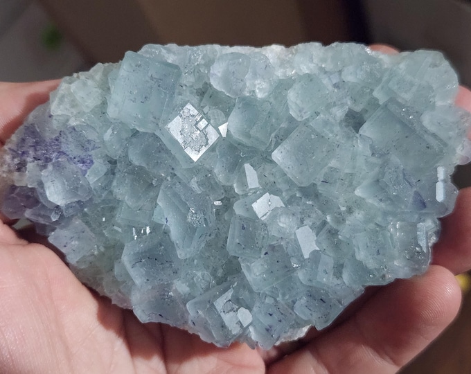 Beautiful Light Blue & Purple Cubic Fluorite Crystals - Yaogangxian Mine, Hunan Province, China