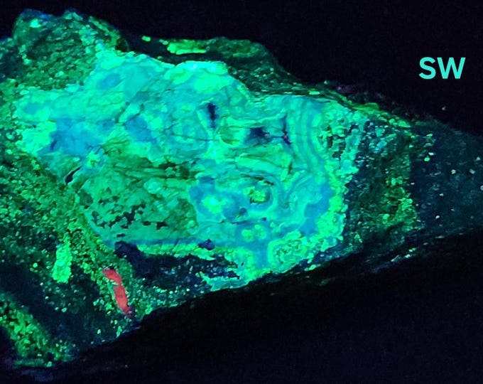 SW + MW Fluorescent + Phosphorescent Willemite & Calcite Third Plain Zinc Deposit Flinders Ranges S. Australia Uv Rock Mineral Specimen
