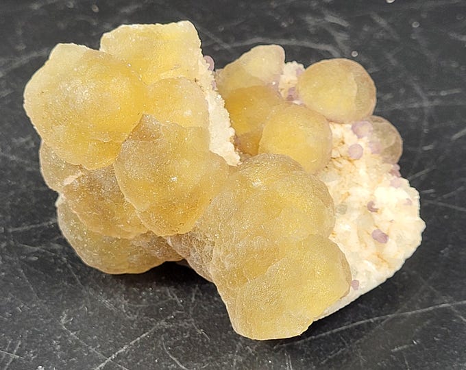 Rare Botryoidal Golden Yellow & Purple Fluorite Crystals from Xinyang Henan China Mineral Specimens Rocks