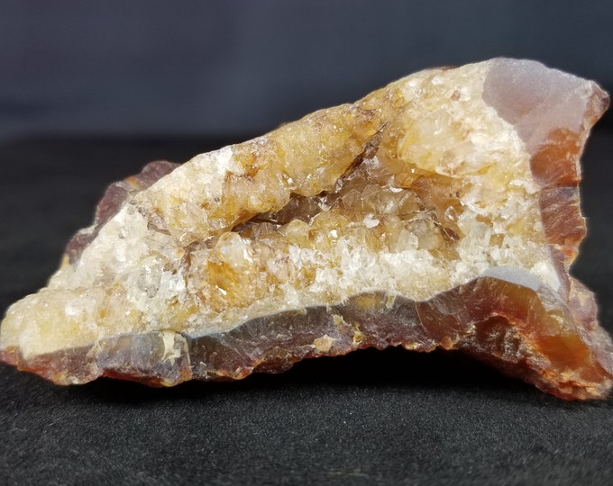 Red Banded Carnelian Agate with Casts after Calcite & Quartz Crystals Warren Twp New Jersey USA Gem Rock Mineral Specimen