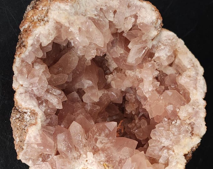 Pretty Pink Amethyst aka Rose Quartz Crystals Partial Geode Choique Mine Argentina - Mineral Specimen Crystal Cluster