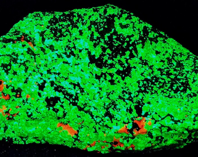 Big 10.8 lbs SW + LW UV Fluorescent Gemmy Green/Yellow/Pink Willemite & Calcite w Franklinite Sterling Hill by Franklin Nj