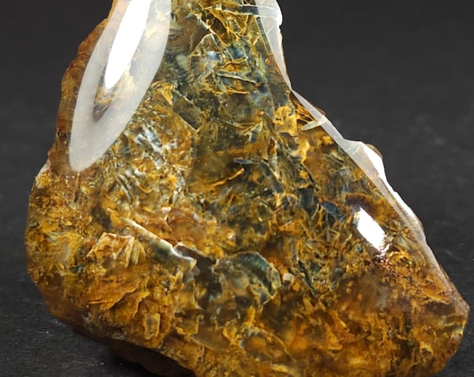 Rare A++ Polished Gold Blue Touchonite & Sagenite Agate - New Jersey Pietersite - Warren Twp, NJ - Jewelry Crystals Mineral