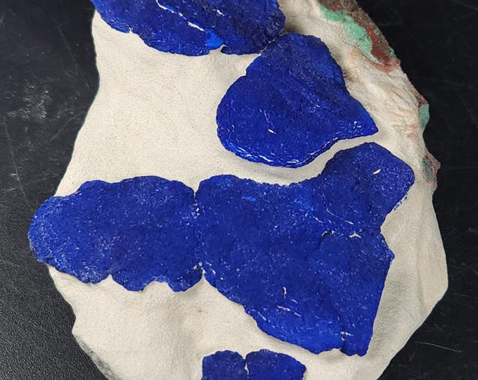 Blue Azurite Suns / Discs on White Kaolinite - Malbunka Copper Mine Australia Crystals Minerals