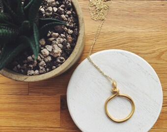 Minimalist Pendant Necklace - Gold Plated Twisted Circle