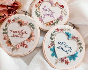Custom Personalized Romance Genre Trope Embroidery Wall Art - Bookish Booktok