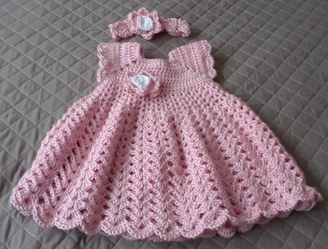 Little Girl Crochet Dress & Matching Headband - Etsy