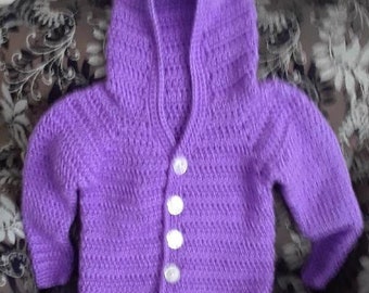 Child Soft Hooded Sweater Purple Size 5 to 6