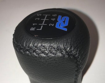 Gear shift knob fits for Ford  FIESTA , FOCUS, CUGA rs st logo 6 sp. Black Stitching