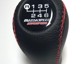 Mazda Shift knob fitd FOR Mazda3-6 ,MIATA MX5, MX6, 6 speed manual transmission Black  genuine leather