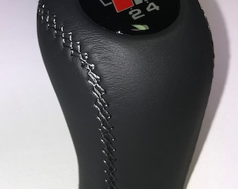 AUDI Gear Shift Knob 5 Speed, black, Fits for S4 S6 C4 4A 100 S4 UR-S4 plus S6 plus UR-S6 C4 Avant 4A9, Dark gray (anthracite) leather