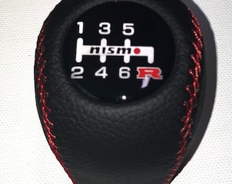 Shift knob for Nissan Nismo X-trail R34 BNR A34 B34 GTR V-SPEC Early Model 6 speed Genuine leather For use with pull-up reverse lockout
