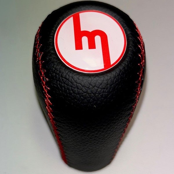 Mazda Shift knob fitd FOR Mazda3-6 ,MIATA MX5, MX6, 5-6 speed manual transmission Black genuine leather RED stitches