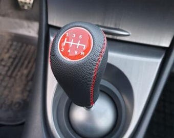 Manual transmission 5-6 speed Gear Shift Knob for HONDA S2000 Civic NSX CRV type R Si FD2 FN2 Red H logo , Black genuine leather