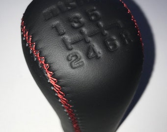 Shift knob FITS for Nissan Nismo Navara Infinity 6 speed logo pressed Red stittching
