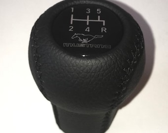 Gear Shift knob Fits For Mustang 1979-2004 MT 5 Speed various label sticker Black genuine leather 5 speed
