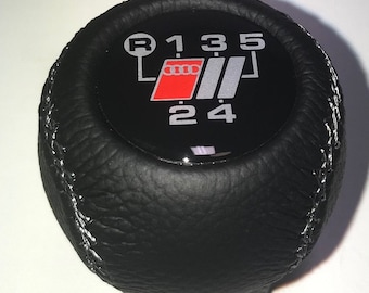 AUDI Gear Shift Knob 5 Speed, black, Fits for S4 S6 C4 4A 100 S4 UR-S4 plus S6 plus UR-S6 C4 Avant 4A9, gray stitching