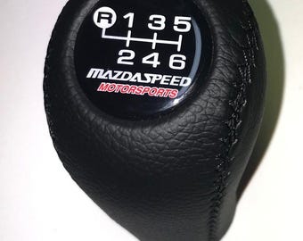 Mazda Shift knob fitd FOR Mazda3-6 ,MIATA MX5, MX6, 6 speed manual transmission BLACK genuine leather