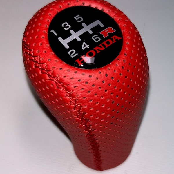Neuer Schaltknauf für HONDA S2000 Civic KNOSSING CRV Typ R Si FD2 FN2 Red H Logo, Rotes perforiertes Echtleder