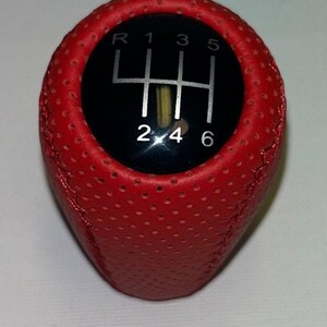 Mazdaspeed Style Black Leather Shift Knob With Red Stitch – M10x1.25, Manual