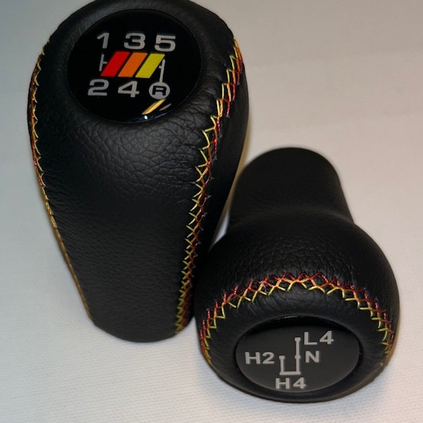 Black Leather 6-Speed Gear Shift Knob For Toyota Tacoma 2005-2015 - Direct Fit