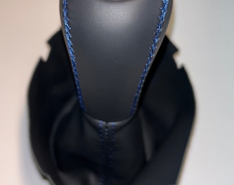 Pookknop + koffer PAST Mercedes Benz E-Klasse W204 C63 W207 A207 W212 X204 AT, zwart echt leer AMG-label blauwe stiksels
