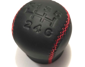 Gear shift knob fits for Ford  FIESTA , FOCUS, CUGA st logo 6 speed.Black genuine leather