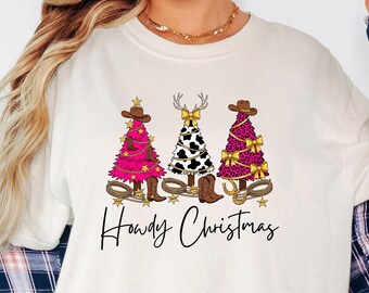 Howdy Christmas Western Tee, Cowboy Christmas Shirt, Comfort Colors® Cowgirl Xmas Shirt, Howdy Santa Shirt, Western Cowboy Shirt, Funny Tee