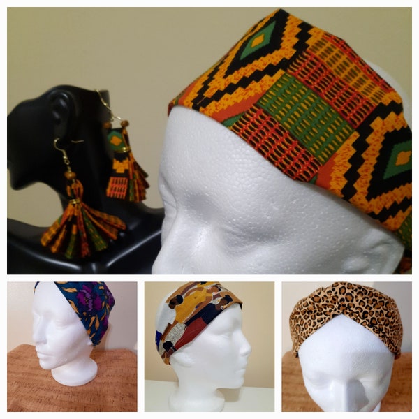 African print kente headband, Wide kente print headband, leopard headband, low cost headbands. Black history headband; knit floral headband