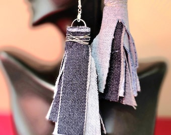Fashionable short denim earrings