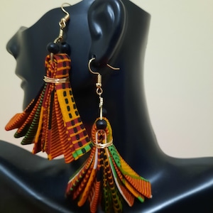 Kente fan earrings, African designed, small fan shaped earrings,  juneteenth,  black history, wearable art, short earrings,