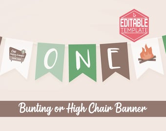 One Happy Camper | Printable Bunting | Digital Download | Party Supplies | Banner