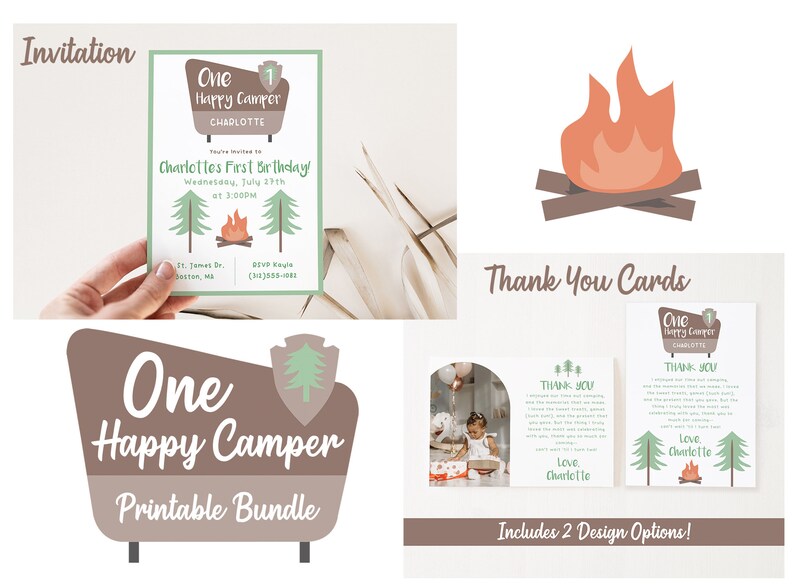 One Happy Camper Editable Party Pack Printable Template - Etsy