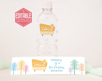 National Park Birthday | Water Bottle Label | Editable | Printable | Template