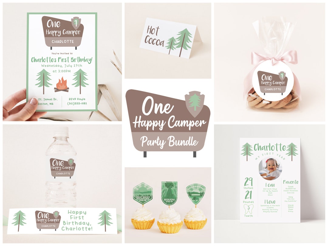 One Happy Camper Editable Party Pack Printable Template - Etsy