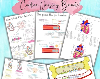Cardiac NURSING BUNDLE | Cardiovascular System NCLEX Cheat Sheet | 9 Pages