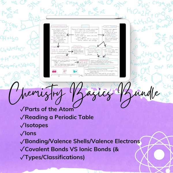 Chemistry Bundle Study Guide | Chemistry Basics Notes | Atoms, Ions, Isotopes & Chemical Bonds Cheat Sheets