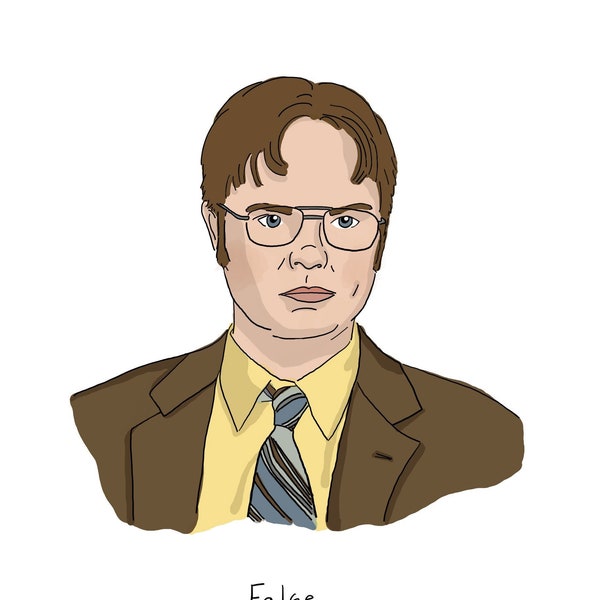 Dwight “False” matted  Art Print - Dwight Schrute quote - The Office fan art - Rainn Wilson portrait -