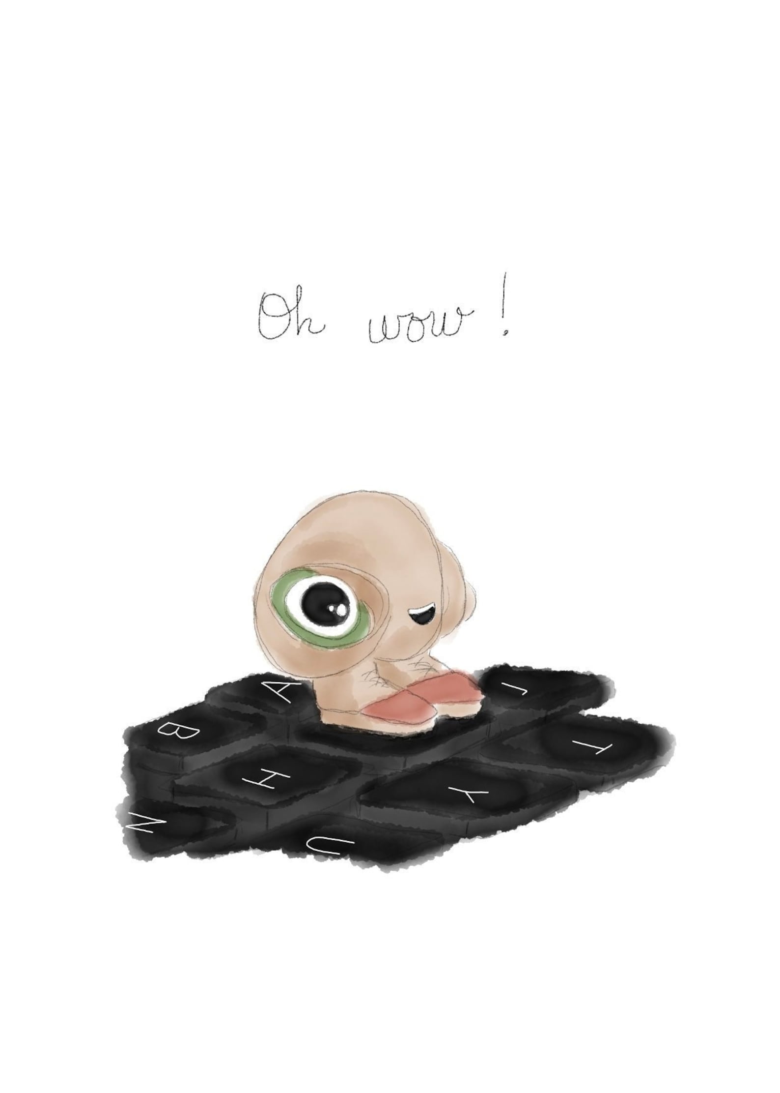 Marcel on the Keyboard - Marcel the Shell Art Print - Matted and Signed ...