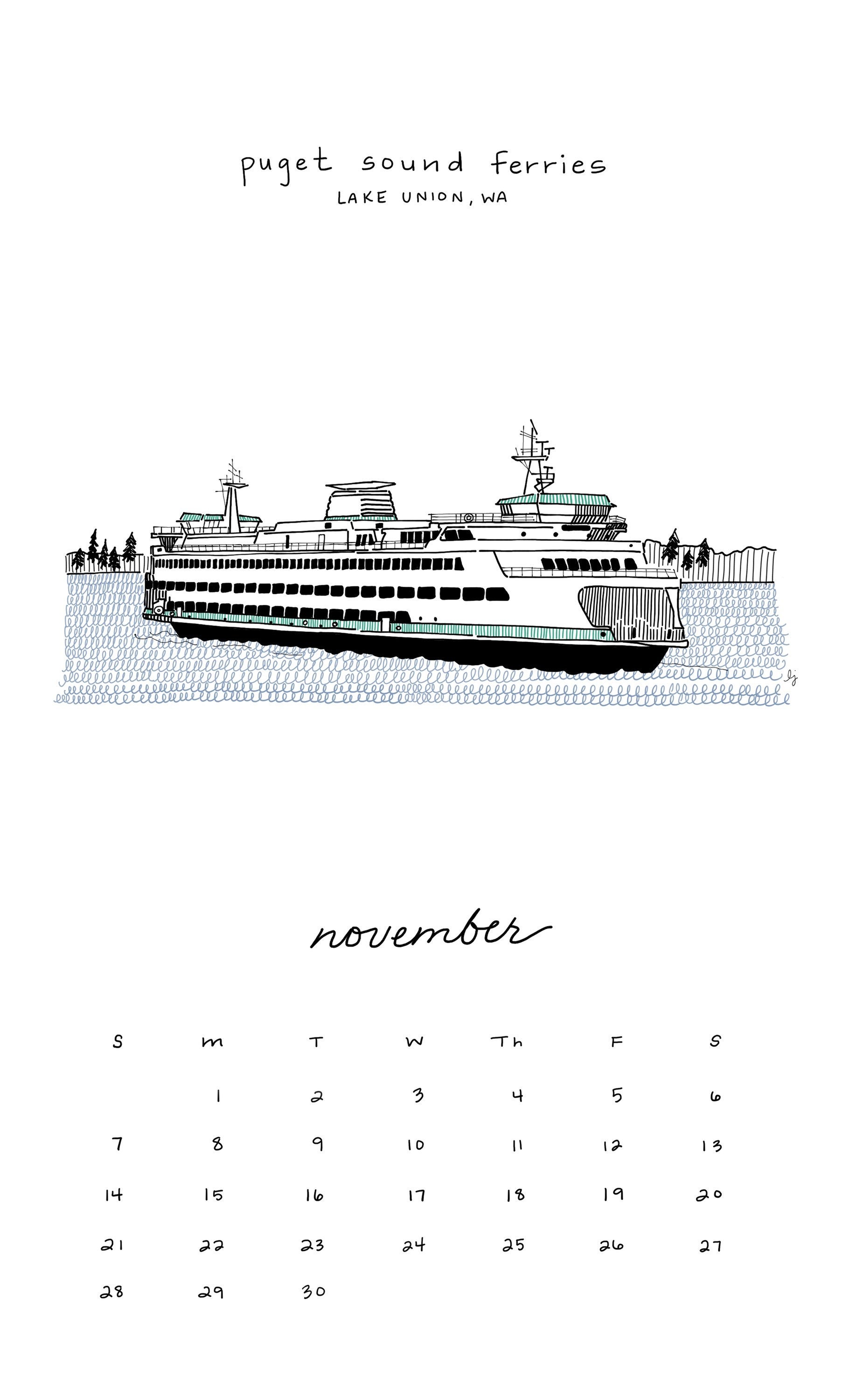 2021 Washington State Calendar Washington Illustrated Wall Etsy