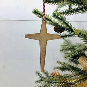Wooden Cross Ornament, Christmas Ornaments, Christian Christmas Tree Decor,  Small Baptism Gifts, Confirmation Gift Idea, Christmas Tree