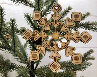 Snowflake Ornament, Wooden Christmas Ornaments, Winter Wonderland Decor, Holiday Decor, Gifts under 10, Wooden Snowflakes, Stocking Stuffers