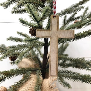 Wooden Cross Ornament, Christmas Ornaments, Christian Christmas Tree Decor,  Small Baptism Gifts, Confirmation Gift Idea, Christmas Tree