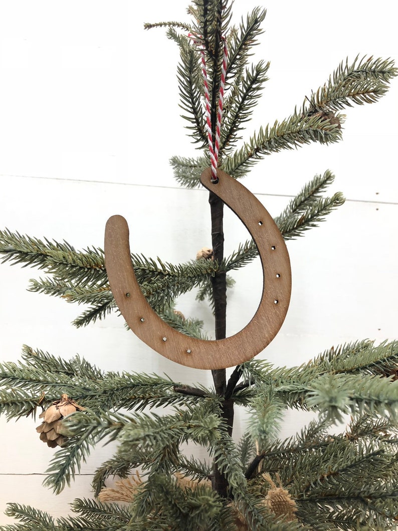 Horseshoe Ornament, Wooden Horse Shoe Ornament, Lucky Horseshoe, Western Ornaments, Country Ornament, Cowboy Christmas Ornaments and Gifts image 1