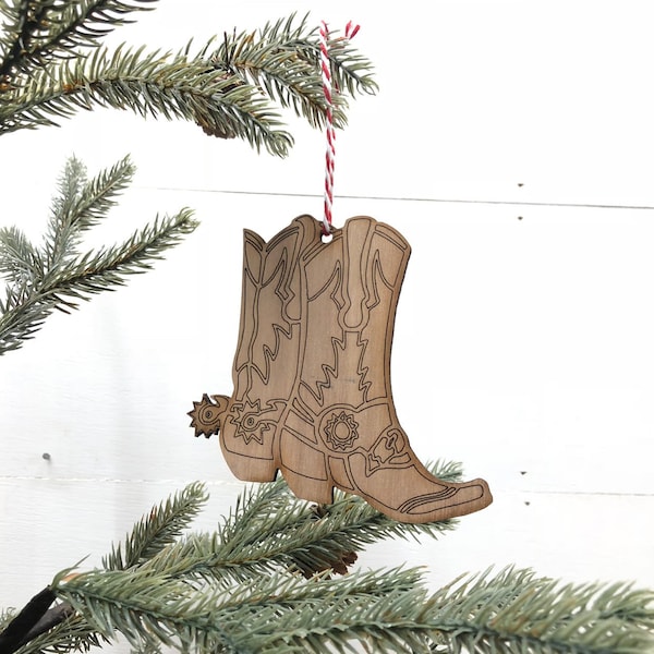 Cowboy Boots Wooden Christmas Ornament, Western Ornaments, Cowboy Ornaments, Boots and Spurs, Small Gifts, Christmas Tree, Stocking Stuffers