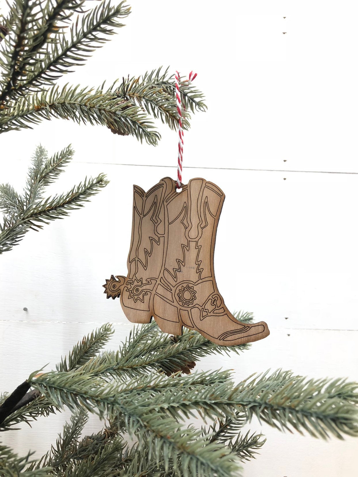 Cowboy Boots Wooden Christmas Ornament, Western Ornaments, Cowboy Ornaments, Boots and Spurs, Small Gifts, Christmas Tree, Stocking Stuffers