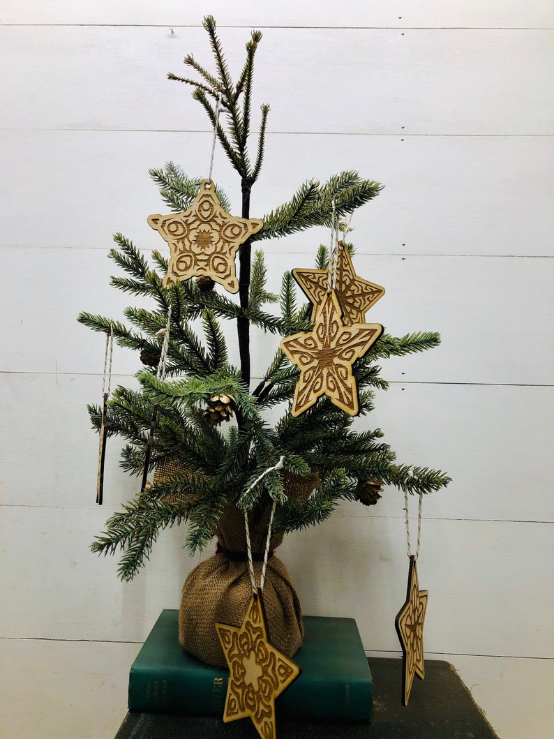 Wooden Star Christmas Ornaments Natural Wood Ornament Etsy New Zealand