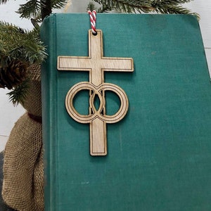 Wooden Cross Ornament, Christmas Ornaments, Christian Christmas Tree Decor,  Small Wedding Gifts, Christian Wedding Gift, Anniversary Gift