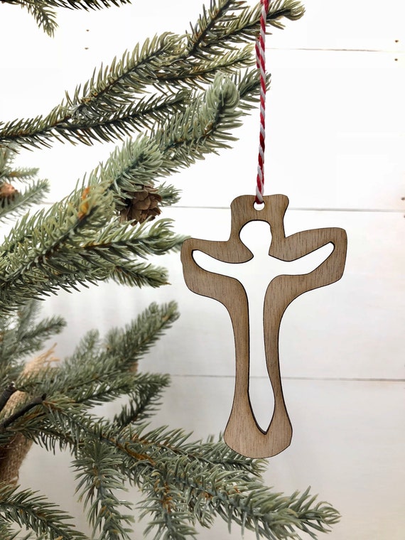 Wooden Cross Ornament, Christmas Ornaments, Christian Christmas
