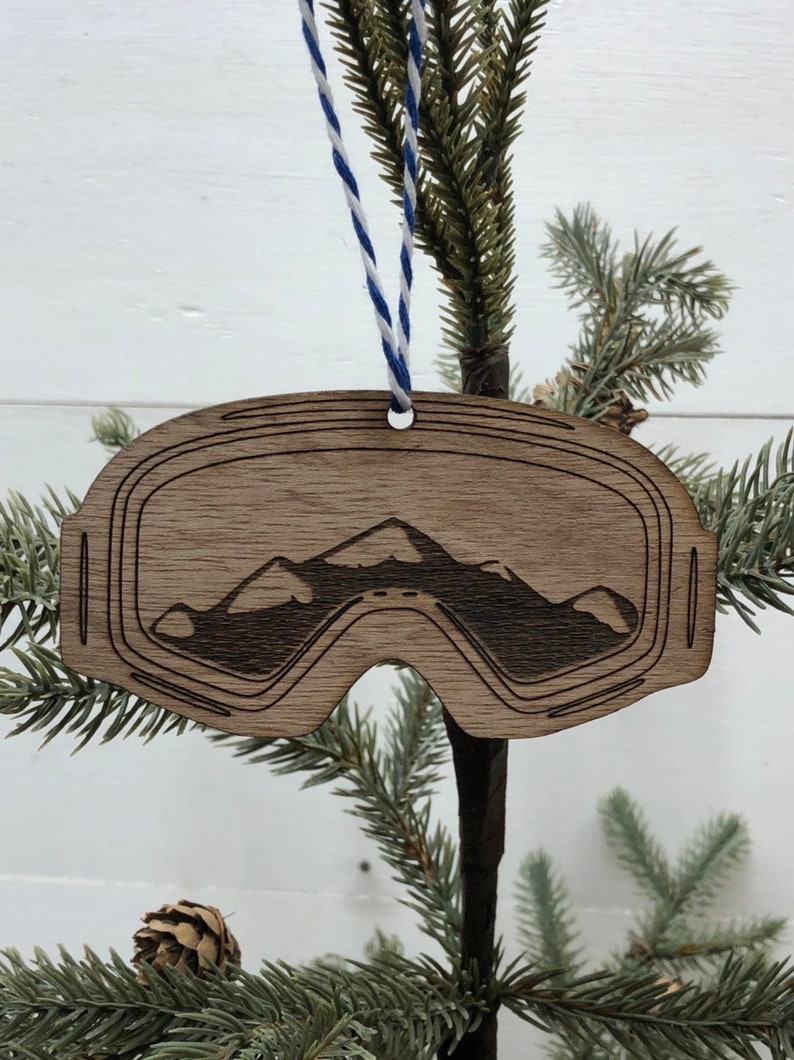 Stocking Stuffer Ski Christmas Tree Ornaments Snowmobiling Ski Ornaments Winter Sports Ornament Goggles Mountains Snow Wooden Ornament